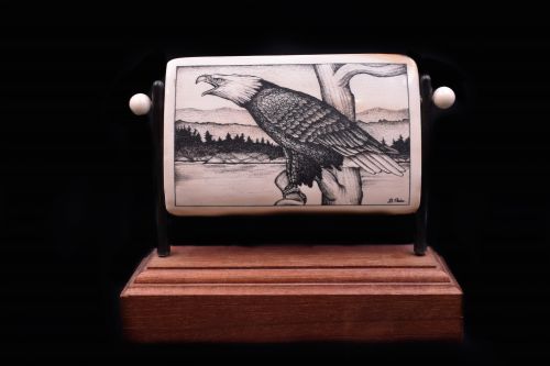 PERCHED EAGLE SCRIMSHAW